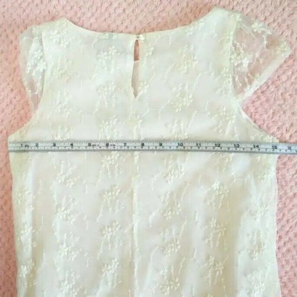 Zara Kids Cream Ivory Lace Dress 11 to 12 Beaded Drop Waist Easter Wedding - Picture 10 of 11